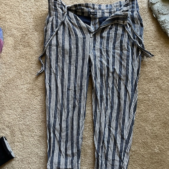 Madewell indigo stripe cropped paperbag pants 10 - Picture 2 of 3